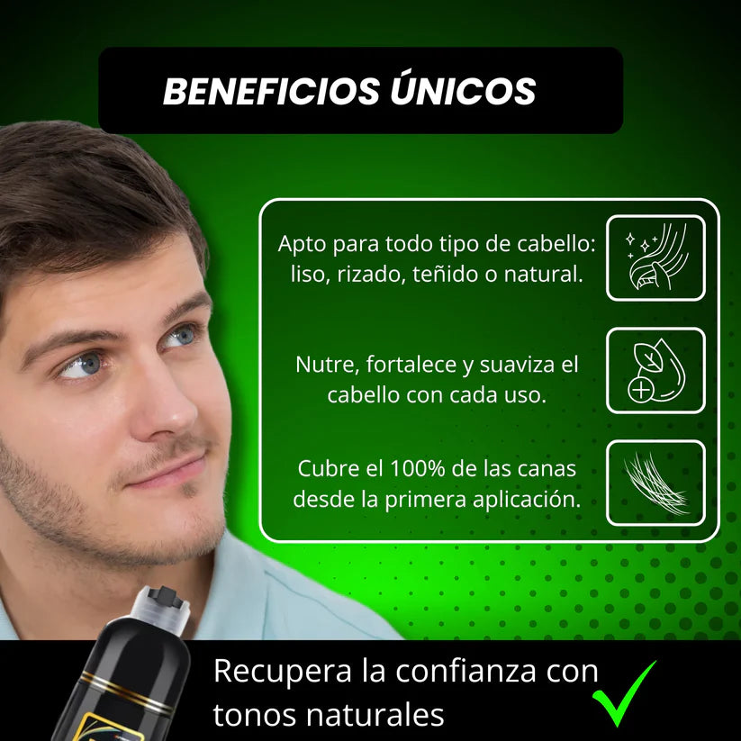 SHAMPOO TINTE NEGRO ANTICANAS NATURAL 3 EN 1 500 ML